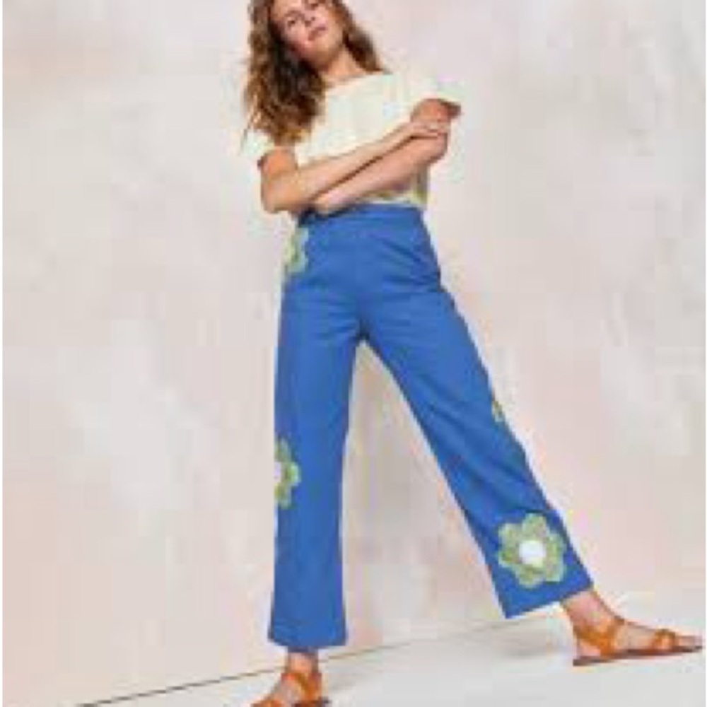Christy Dawn Vibrant Blue Floral Trousers